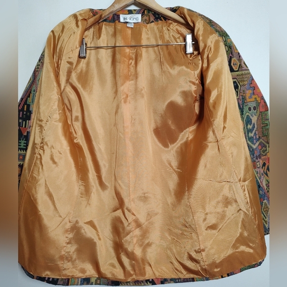 The Icong Vintage Colorful Geometric Tapestry Women's One Button Blazer - Picture 5 of 8